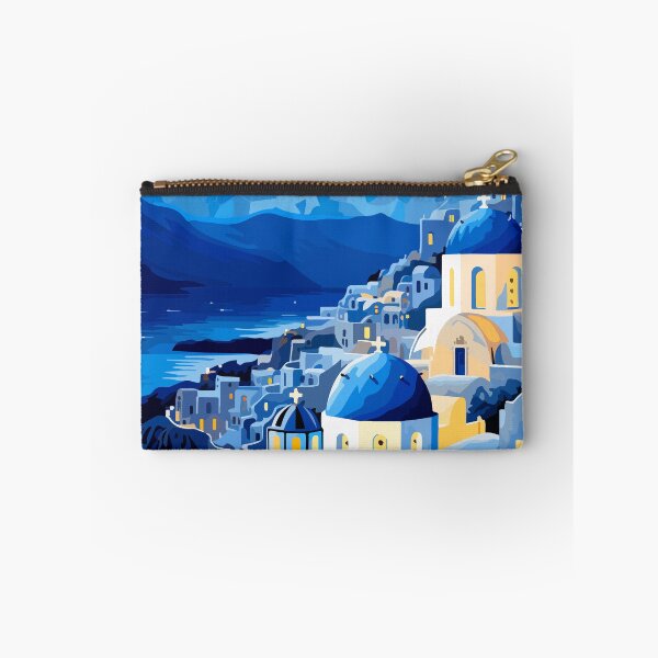 Item preview, Blue Santorini Greece Night City Illustration Art designed and sold by LVTFCOarts.