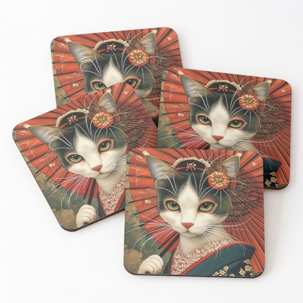 Artikelvorschau, niedliche Maiko Katze im Kimono, japanische kawaii Kunst Illustration entworfen und verkauft von WallyPink.