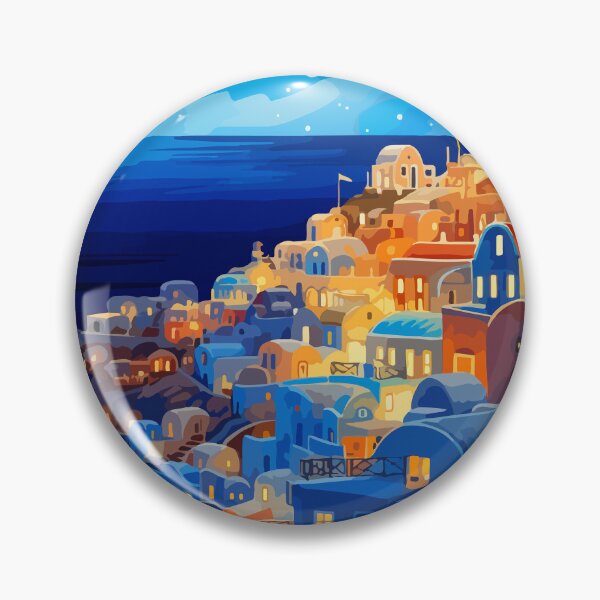 Item preview, Santorini Greece Greek Night Scenery Minimalist Art designed and sold by LVTFCOarts.