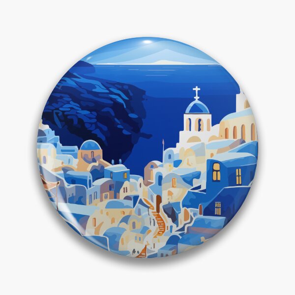 Item preview, Santorini Greece Moon Night Lofi Minimalist Art designed and sold by LVTFCOarts.