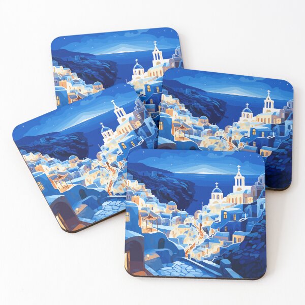 Item preview, Santorini Greece Moon Night Lofi Minimalist Art designed and sold by LVTFCOarts.