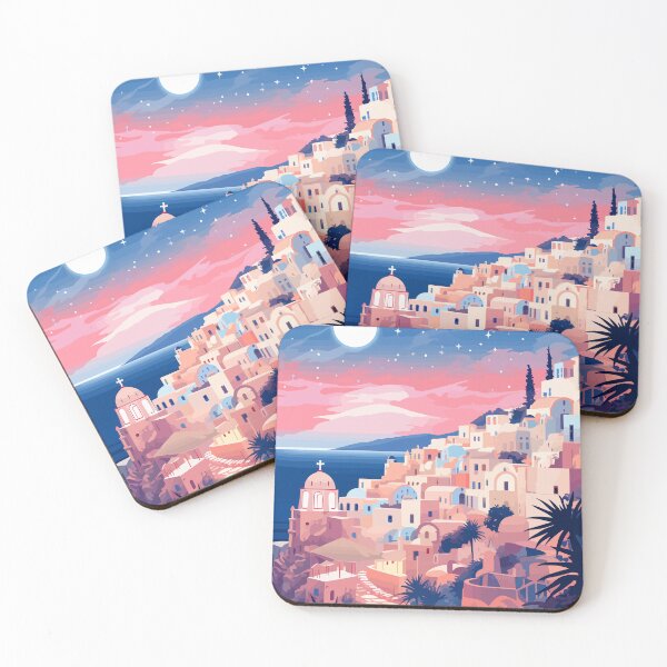 Item preview, Pastel Lofi Greek Art Santorini Greece Evening designed and sold by LVTFCOarts.