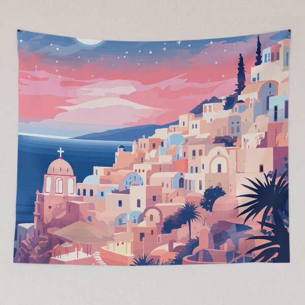 Item preview, Pastel Lofi Greek Art Santorini Greece Evening designed and sold by LVTFCOarts.