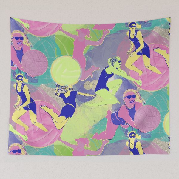 Item preview, Pattern - Retro Vibes Female Beach Volleyball designed and sold by Eejee-SK.