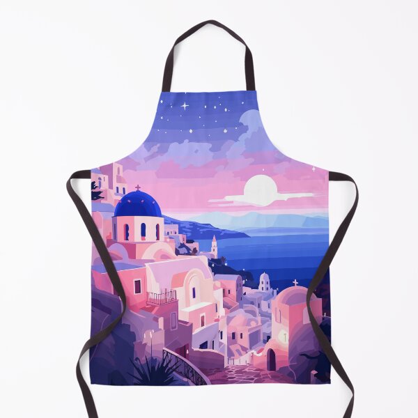 Item preview, Santorini Greece Hillside Village Theme Art Lofi Pastel designed and sold by LVTFCOarts.