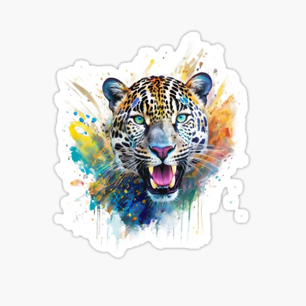 Jaguar Watercolor Jungle of Colors Sticker