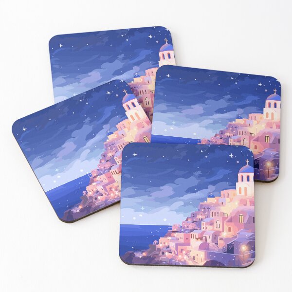 Item preview, Magical Santorini Greece Pastel Evening Sunset Art designed and sold by LVTFCOarts.