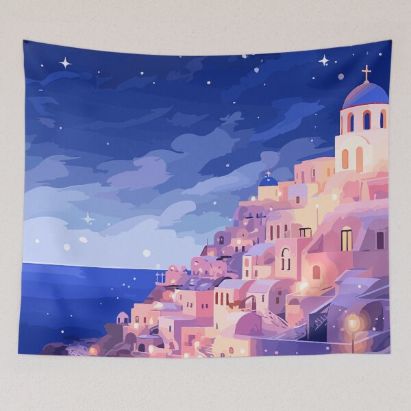 Item preview, Magical Santorini Greece Pastel Evening Sunset Art designed and sold by LVTFCOarts.