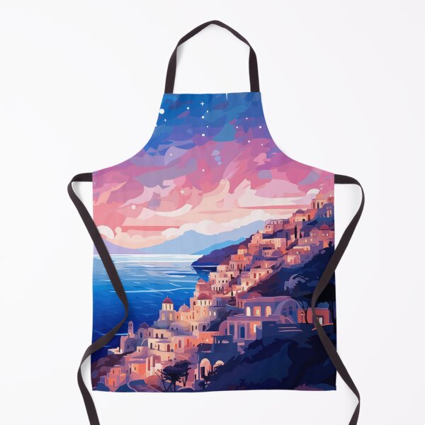 Item preview, Peaceful Santorini Greece Blue Pink Sunset Art designed and sold by LVTFCOarts.