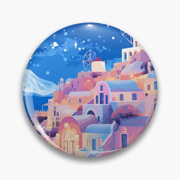 Item preview, Santorini Greece Greek Town Sunset Illustration Art designed and sold by LVTFCOarts.