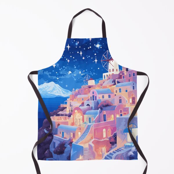 Item preview, Santorini Greece Greek Town Sunset Illustration Art designed and sold by LVTFCOarts.