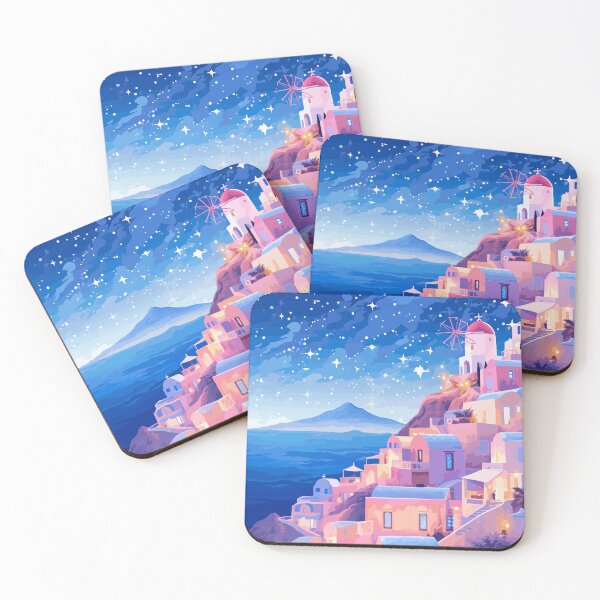 Item preview, Santorini Greece Greek Village Sunset Illustration Art designed and sold by LVTFCOarts.