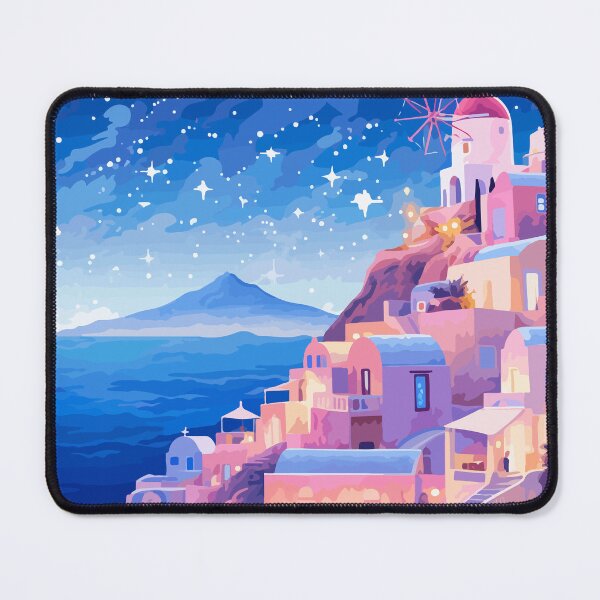 Item preview, Santorini Greece Greek Village Sunset Illustration Art designed and sold by LVTFCOarts.