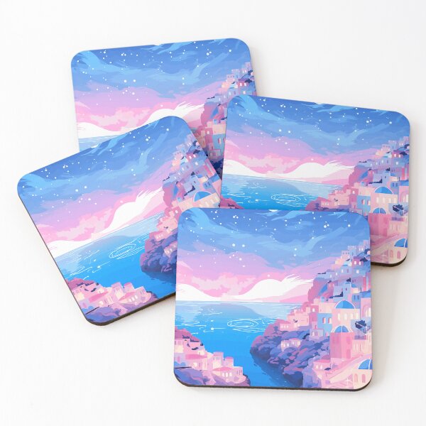 Item preview, Santorini Greece Greek Sunset Pastel Lofi Illustration Art designed and sold by LVTFCOarts.