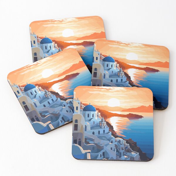 Item preview, Santorini Greece Pastel Sunset Greek Illustration Art designed and sold by LVTFCOarts.
