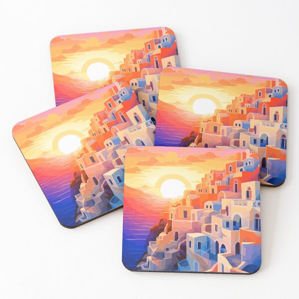 Item preview, Santorini Greece Ocean Sunset Greek Illustration Art designed and sold by LVTFCOarts.