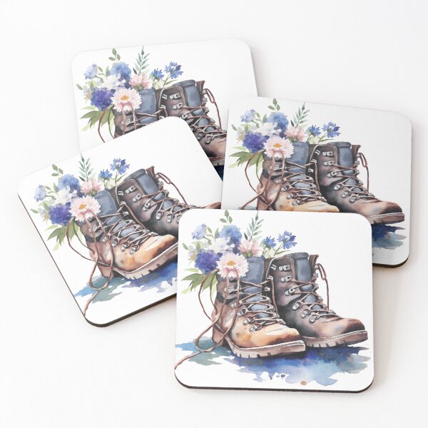 Item preview, hiking boots flowers designed and sold by PandaKunst.