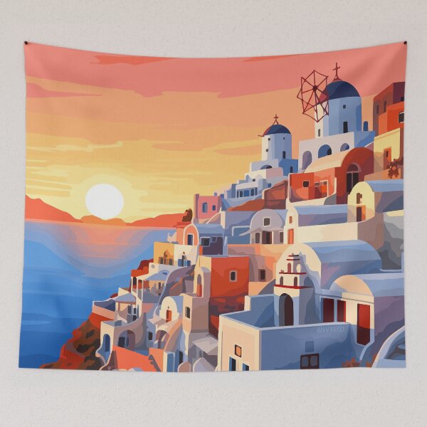 Item preview, Santorini Greece Summer Afternoon Greek Theme Art designed and sold by LVTFCOarts.