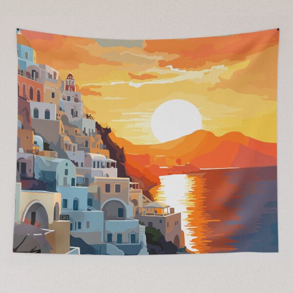 Item preview, Santorini Greece Spring Afternoon Greek Theme Art designed and sold by LVTFCOarts.