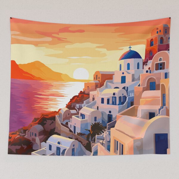 Item preview, Peaceful Santorini Greece European Theme Greek Art designed and sold by LVTFCOarts.