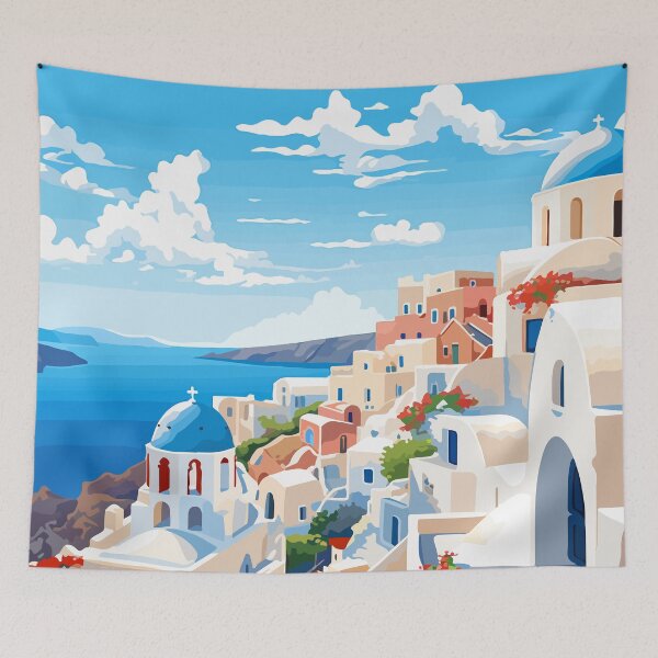 Item preview, Santorini Greece Summer European Greek Theme Art designed and sold by LVTFCOarts.