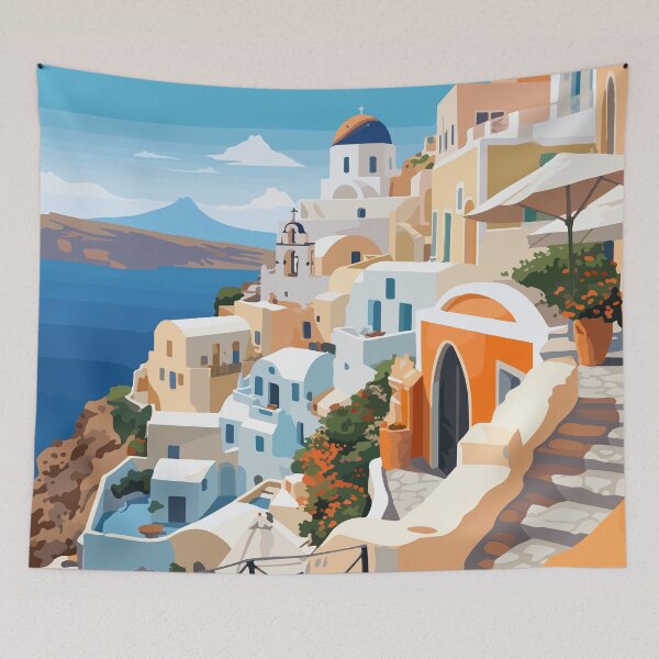 Item preview, Santorini Greece Night Greek Theme Abstract Art designed and sold by LVTFCOarts.