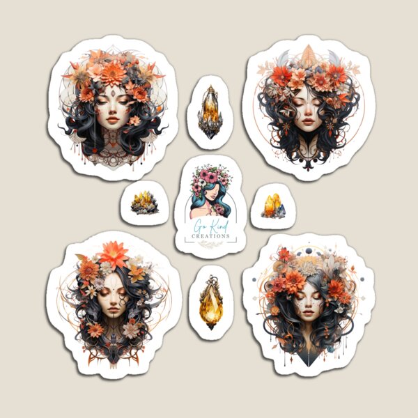 Artikelvorschau, Kristall Boho Damen Vintage Blumen Geometrisch Orange/Beige 2 entworfen und verkauft von GoKindCreations.