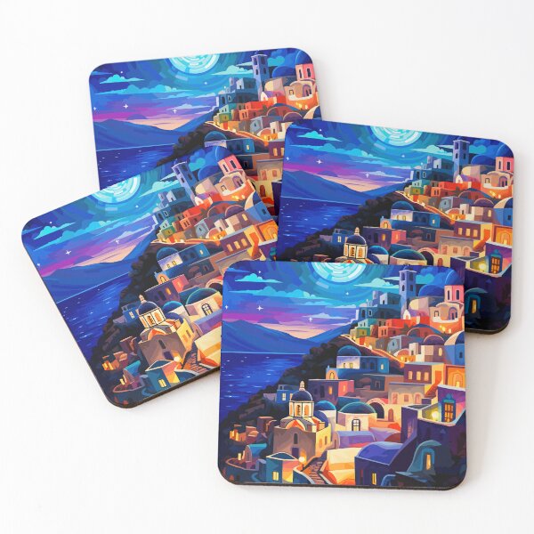 Item preview, Calm Santorini Greek Night Stars Greece Theme Art designed and sold by LVTFCOarts.