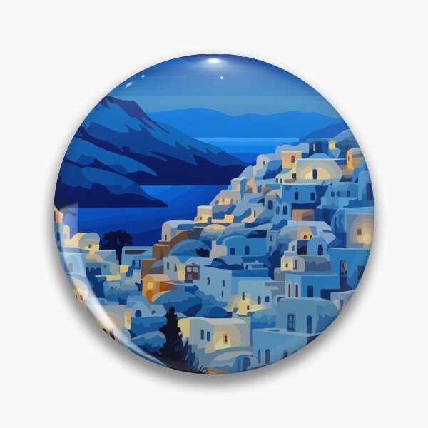 Item preview, Santorini Greece Night Stars Greek Pastel Lofi Art designed and sold by LVTFCOarts.