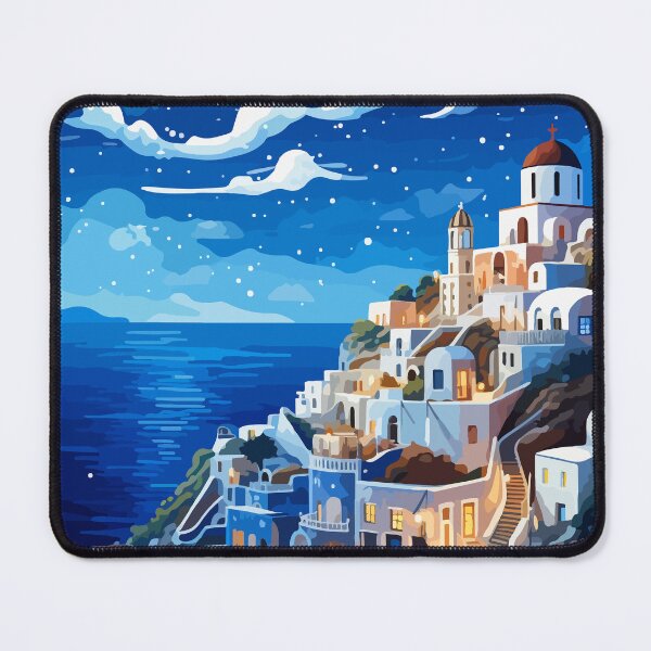 Item preview, Santorini Greece Night Stars Greek Pastel Lofi Art designed and sold by LVTFCOarts.
