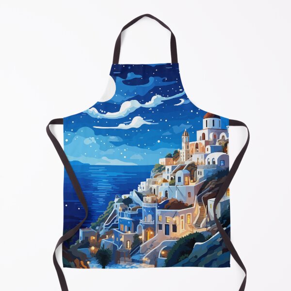 Item preview, Santorini Greece Night Stars Greek Pastel Lofi Art designed and sold by LVTFCOarts.