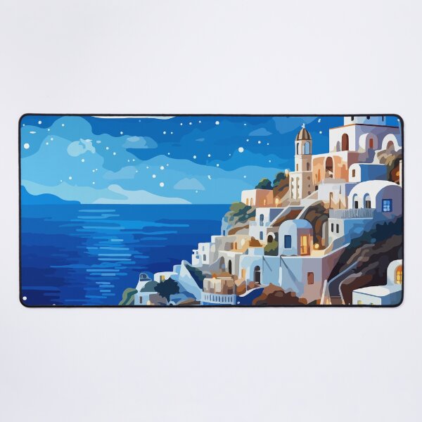 Item preview, Santorini Greece Night Stars Greek Pastel Lofi Art designed and sold by LVTFCOarts.