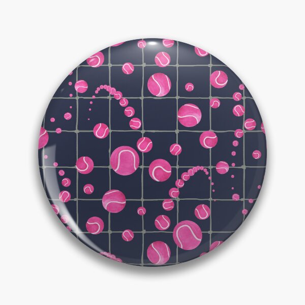 Item preview, bouncing magenta tennis balls on midnight blue designed and sold by Catherine Wallace Art.