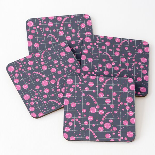 Item preview, bouncing magenta tennis balls on midnight blue designed and sold by Catherine Wallace Art.