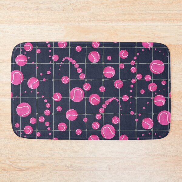 Item preview, bouncing magenta tennis balls on midnight blue designed and sold by Catherine Wallace Art.