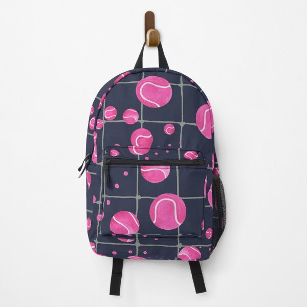Item preview, bouncing magenta tennis balls on midnight blue designed and sold by Catherine Wallace Art.
