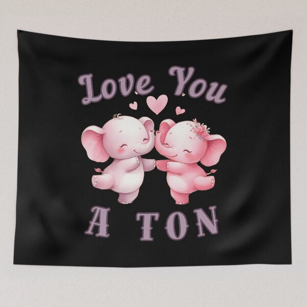 Item preview, Love You A Ton. elephant portrait designed and sold by ElephantVibes.