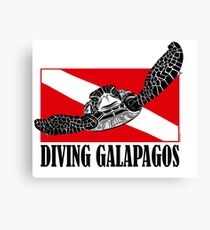 Galapagos Diving with Sea Turtle Canvas Print