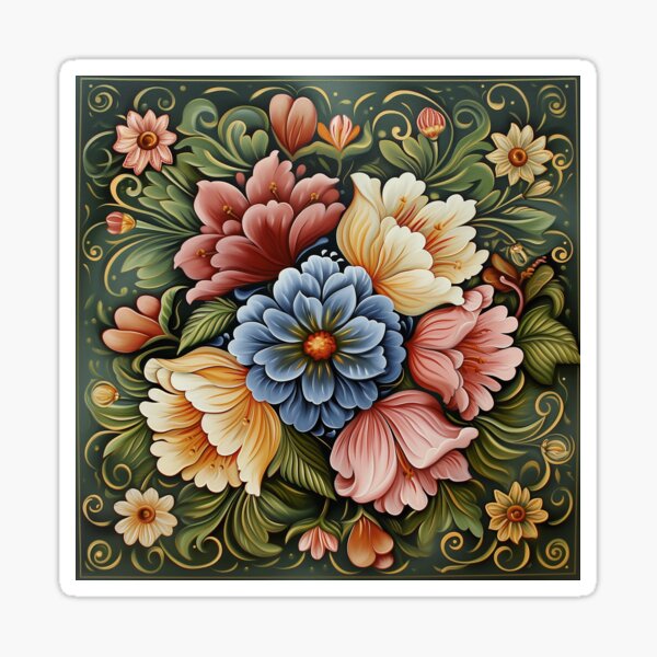 Item preview, Norwegian Rosemaling-Oil On Canvas #37 designed and sold by Gypsykiss.