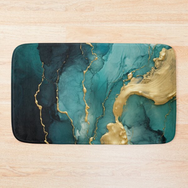Item preview, Dynamic abstract unique marble design blue gold 1 designed and sold by GoKindCreations.
