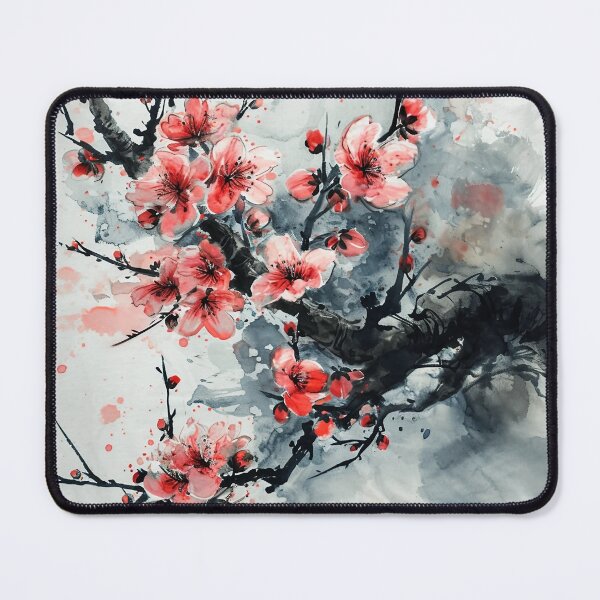 Item preview, Delicate Cherry Blossoms In The Style Of Japanese Ink designed and sold by Obsidian Ink by Wilshire.