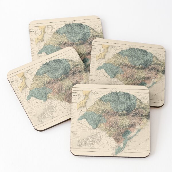 Item preview, 1868 Rio Grande do Sul State, Brazil Shaded Relief Map 3D digitally-rendered designed and sold by ThinkAboutMaps.