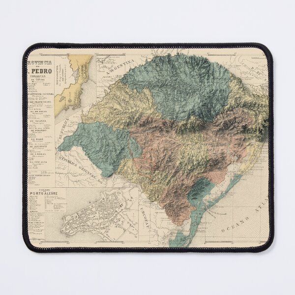 Item preview, 1868 Rio Grande do Sul State, Brazil Shaded Relief Map 3D digitally-rendered designed and sold by ThinkAboutMaps.