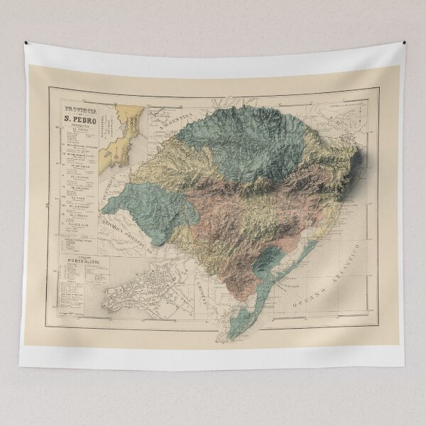 Item preview, 1868 Rio Grande do Sul State, Brazil Shaded Relief Map 3D digitally-rendered designed and sold by ThinkAboutMaps.