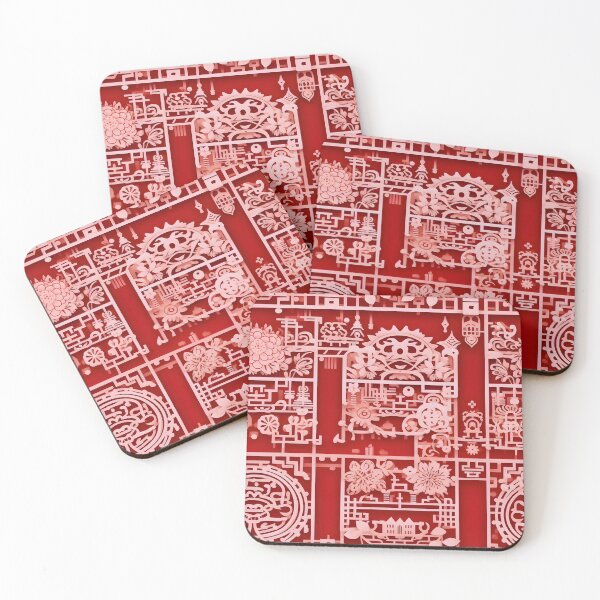 Item preview, Intricate Red Chinese Paper Cut Patterns designed and sold by sample325.