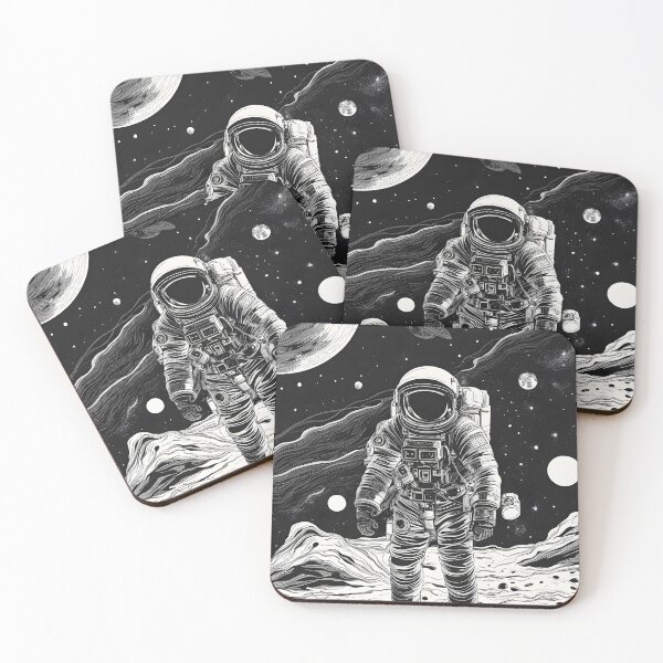 Item preview, Monochrome Odyssey: Astronaut's Encounter on Alien Shores designed and sold by ZipperDragon88.