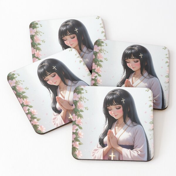 Item preview, Floral Christian Anime Beautiful Lady Prays designed and sold by duke818.