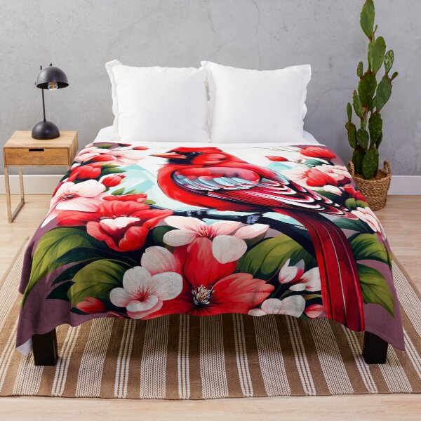 Item preview, Cute Northern Cardinal Surrounded by Vibrant Spring Flowers designed and sold by BirdsnStuff.