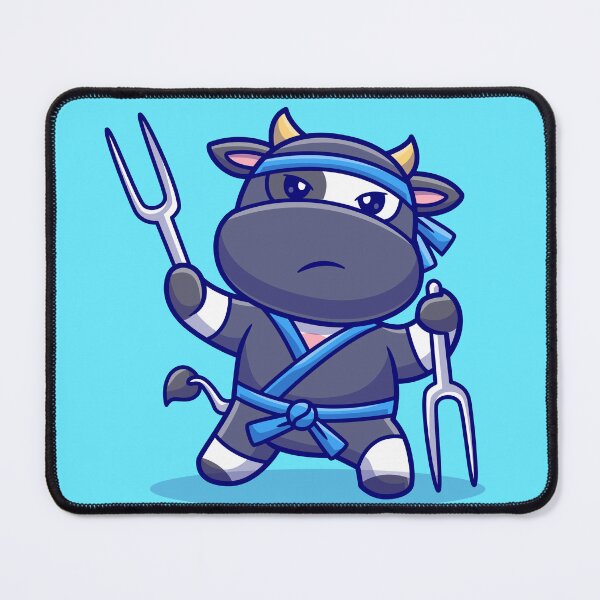 Item preview, Stealthy Bovine Chef: Cute Cow Ninja with Fork Sword designed and sold by hjian8219.