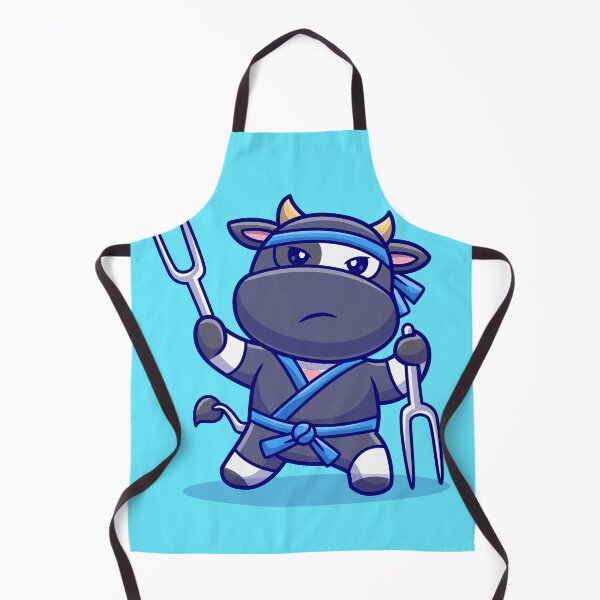 Item preview, Stealthy Bovine Chef: Cute Cow Ninja with Fork Sword designed and sold by hjian8219.
